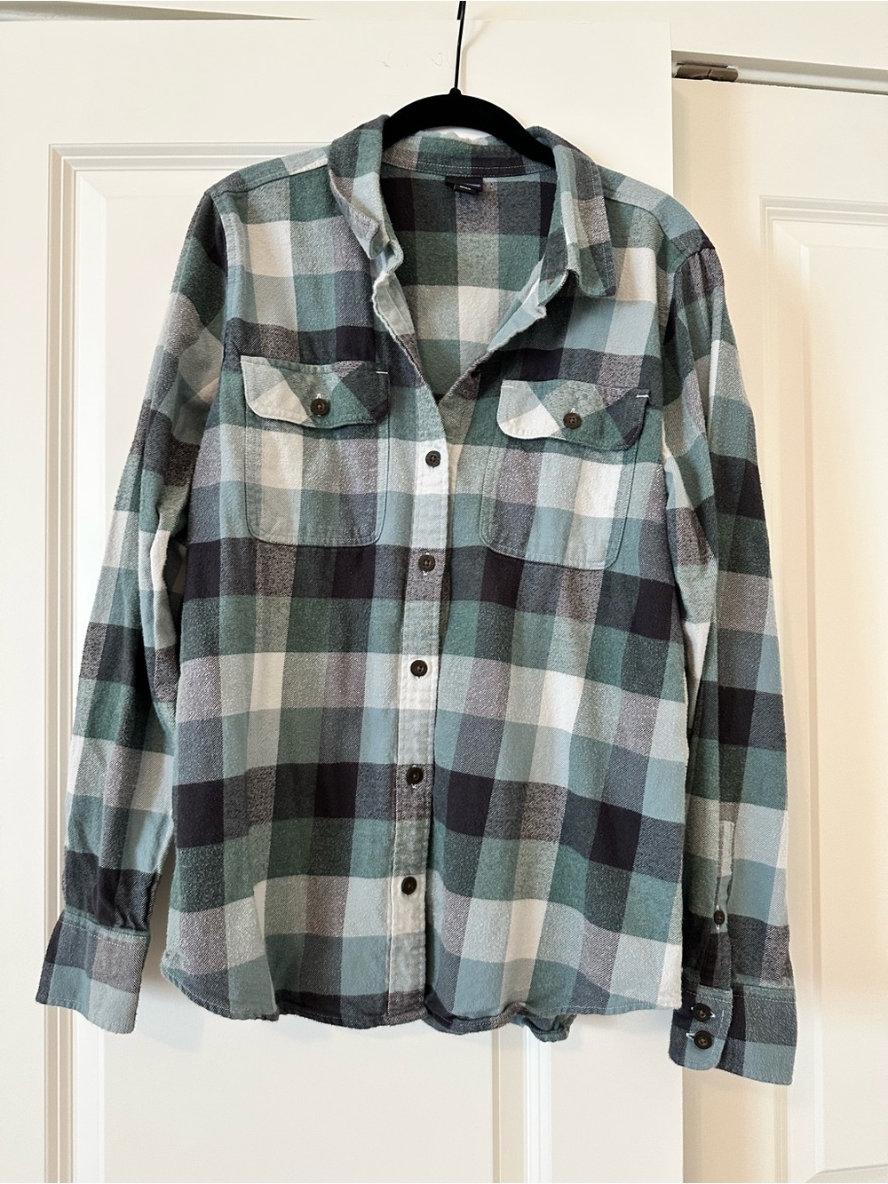 Patagonia Women’s Plaid Button-Down Shirt - Teal/Blue, Black, White
